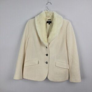 Talbots Aberdeen Boucle' Fur Collar Blazer womens size 10